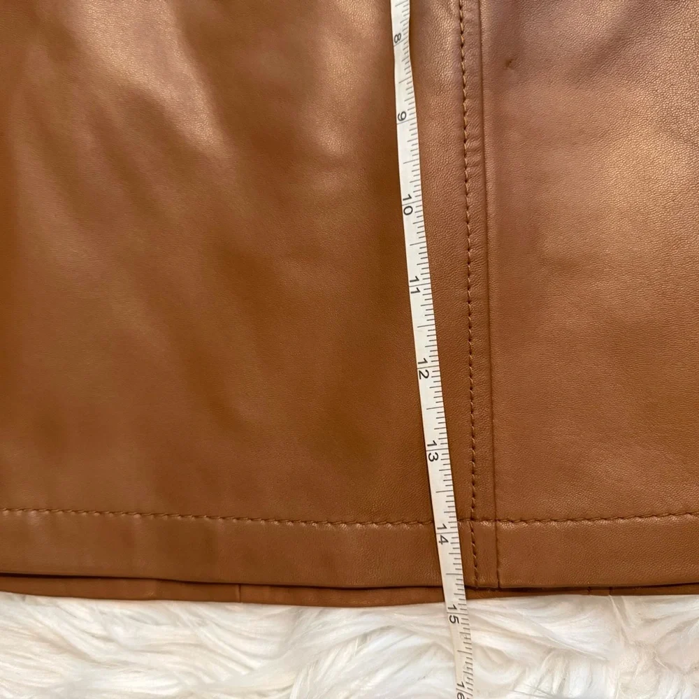 Gianni Bini Women’s Genuine Leather Mini Skirt Tan Brown Lined XS Zip Back - Picture 10 of 11